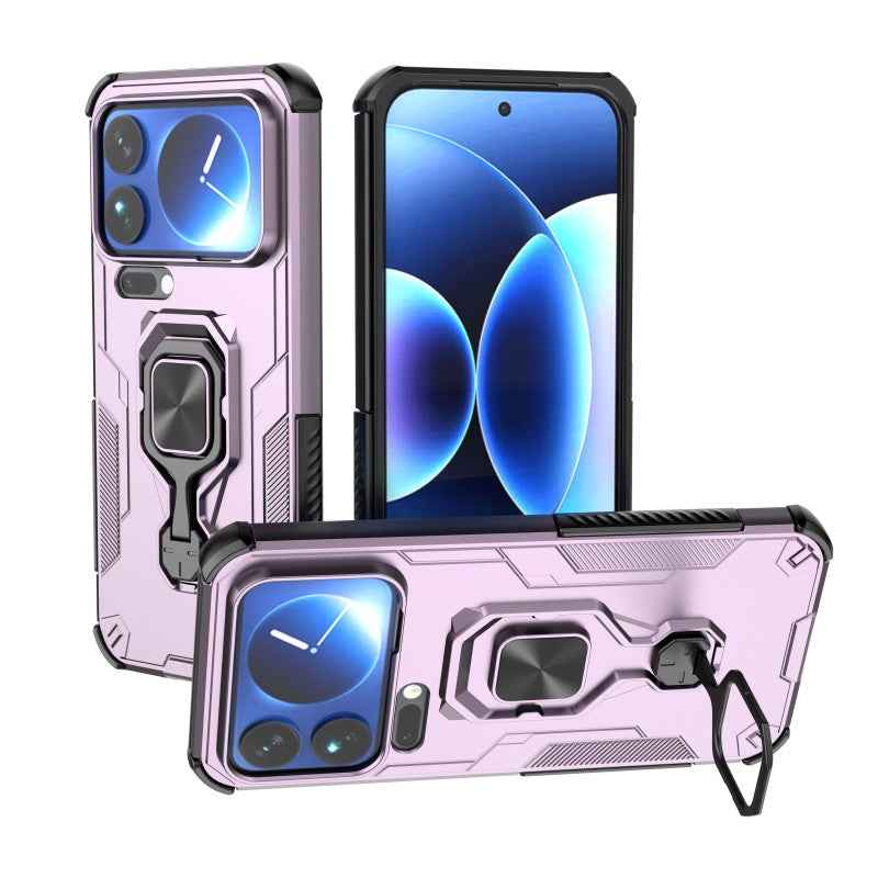 For Xiaomi 17 Pro Phone Case WANLONFENG PC TPU Back Cover Kickstand with Tempered Glass - Purple