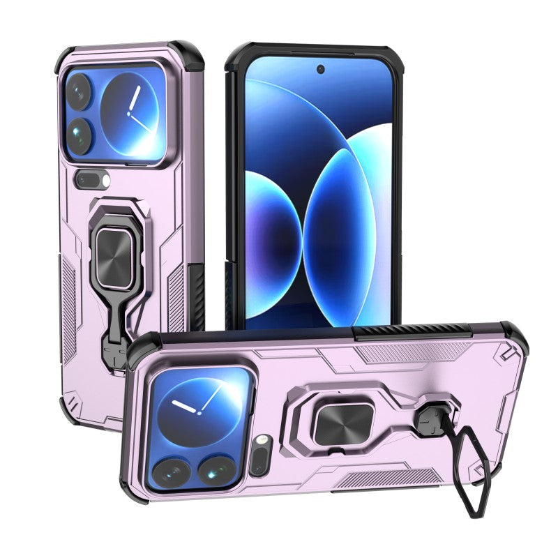 For Xiaomi 17 Pro Max Phone Case WANLONFENG PC TPU Back Cover Kickstand with Tempered Glass - Purple
