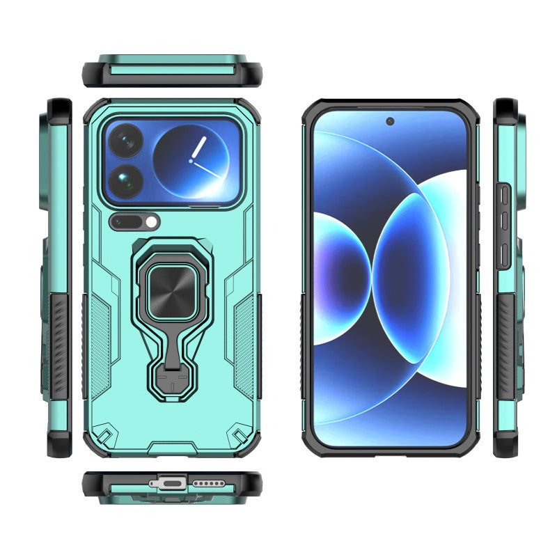 For Xiaomi 17 Pro Max Phone Case WANLONFENG PC TPU Back Cover Kickstand with Tempered Glass - Green