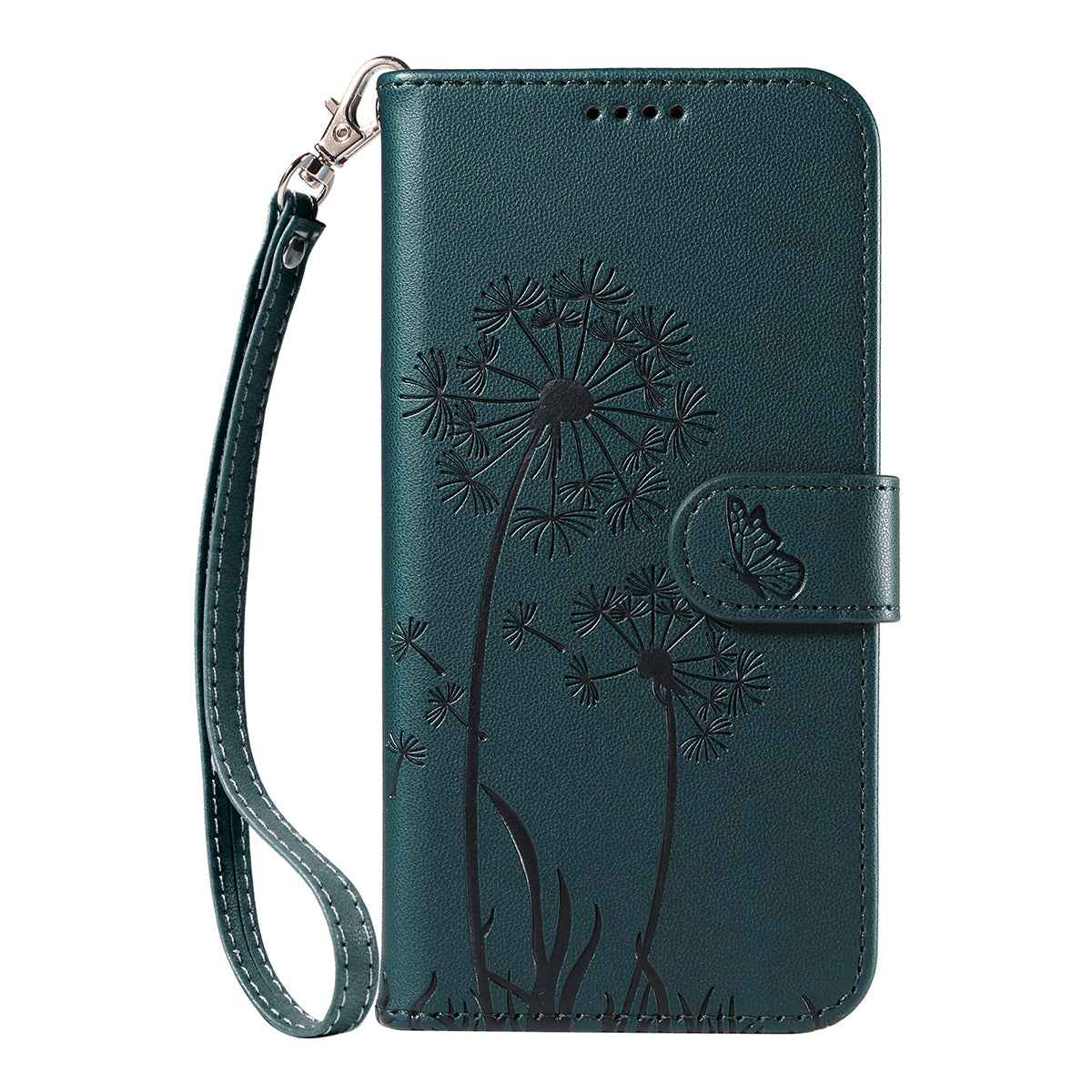 For Xiaomi 17 Pro Leather Wallet Case with Strap Dandelion Imprint Phone Stand Cover - Blue