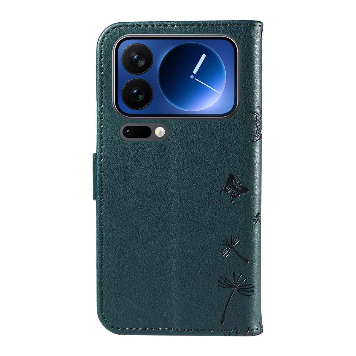 For Xiaomi 17 Pro Leather Wallet Case with Strap Dandelion Imprint Phone Stand Cover - Blue