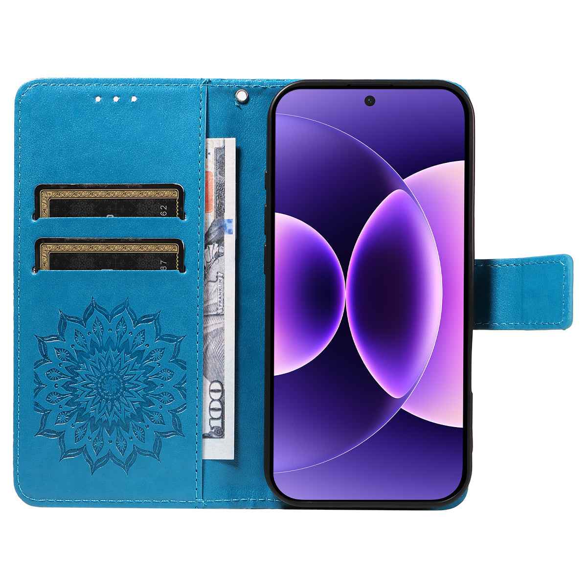 For Xiaomi 17 Pro Leather Wallet Case Sunflower Imprinted Phone Cover - Blue