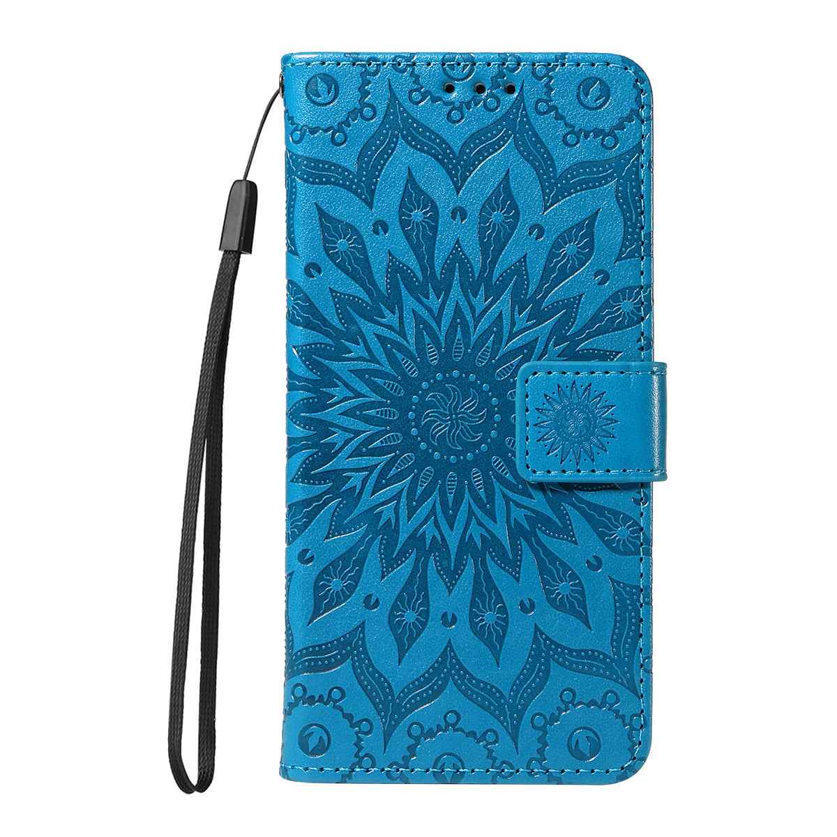 For Xiaomi 17 Pro Leather Wallet Case Sunflower Imprinted Phone Cover - Blue