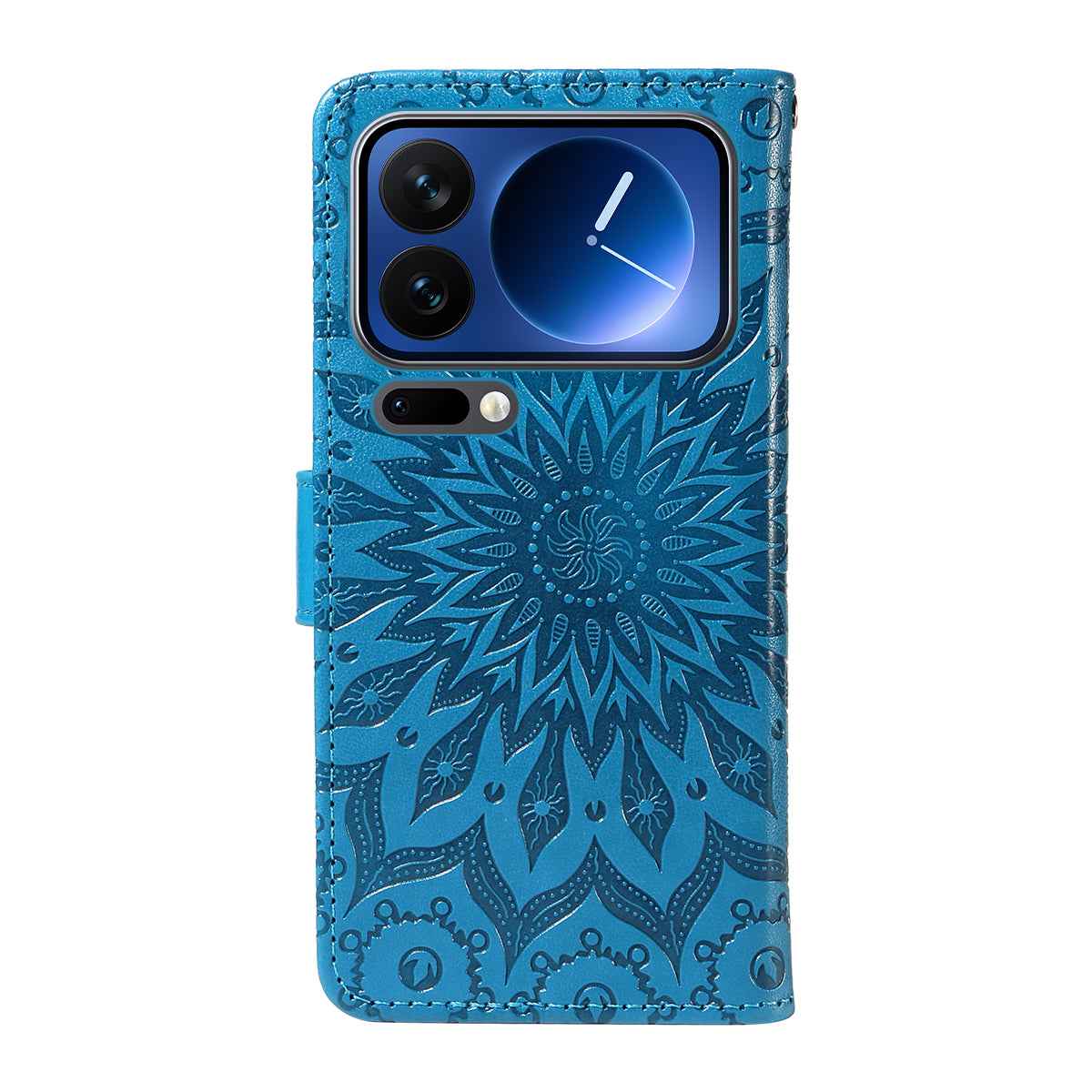 For Xiaomi 17 Pro Leather Wallet Case Sunflower Imprinted Phone Cover - Blue