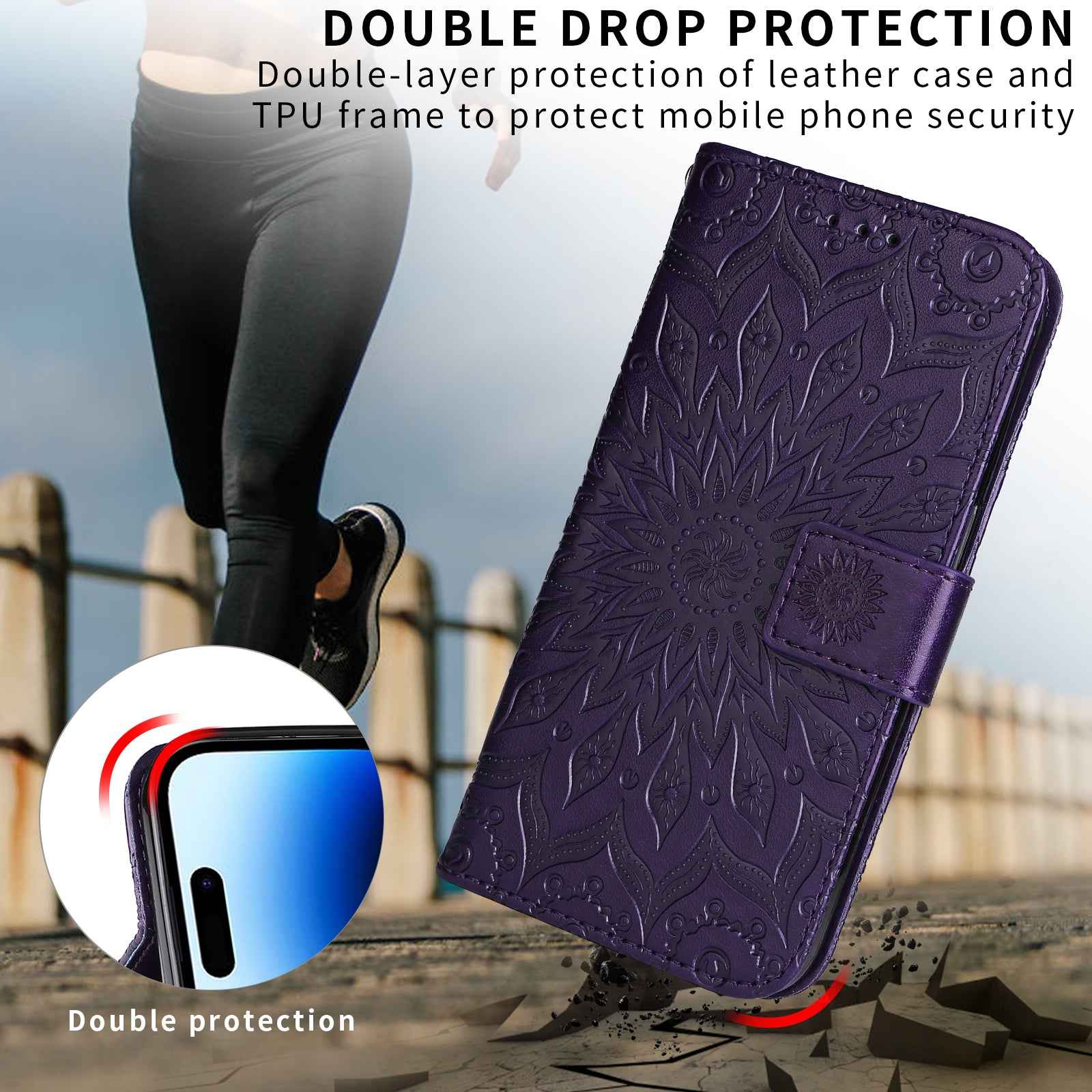 For Xiaomi 17 Pro Leather Wallet Case Sunflower Imprinted Phone Cover - Purple