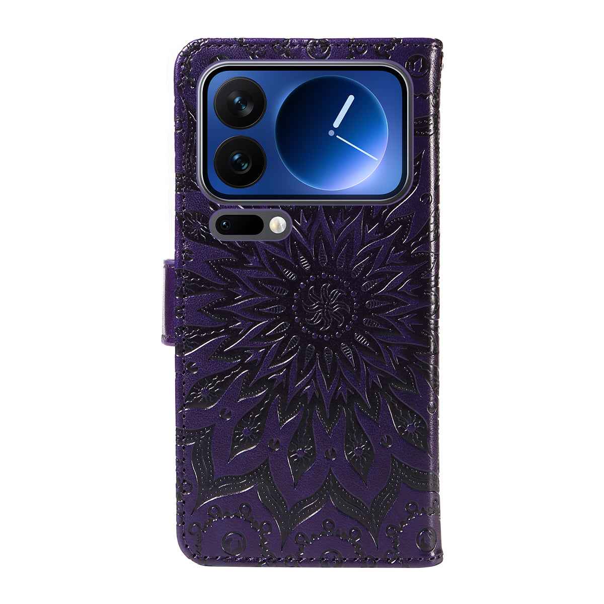 For Xiaomi 17 Pro Leather Wallet Case Sunflower Imprinted Phone Cover - Purple