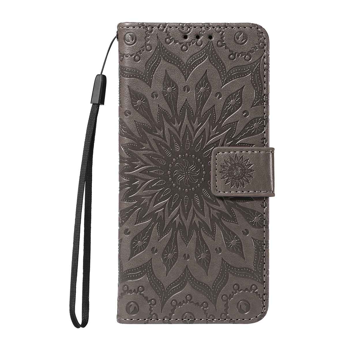 For Xiaomi 17 Pro Leather Wallet Case Sunflower Imprinted Phone Cover - Grey
