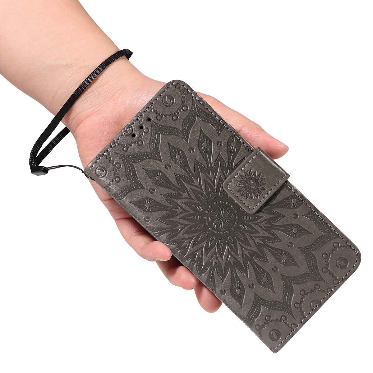 For Xiaomi 17 Pro Leather Wallet Case Sunflower Imprinted Phone Cover - Grey
