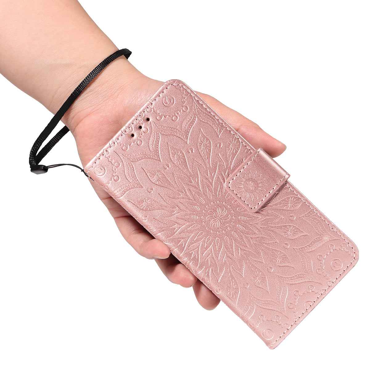 For Xiaomi 17 Pro Leather Wallet Case Sunflower Imprinted Phone Cover -  Rose Gold