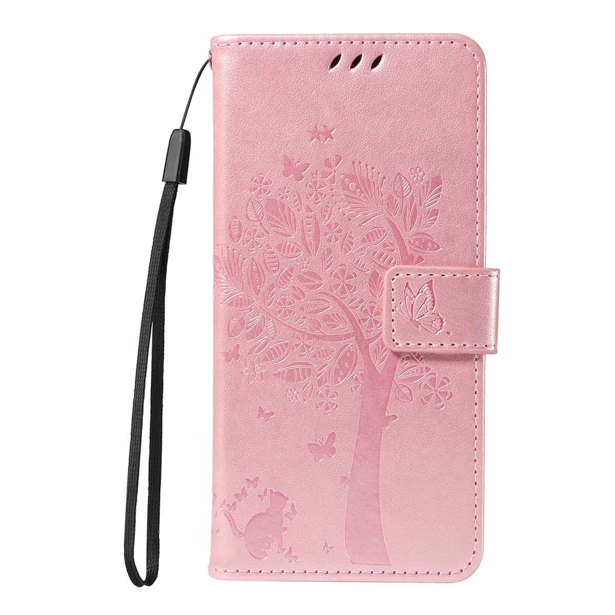 For Xiaomi 17 Pro Phone Case with Stand Cat Tree Pattern Leather Wallet Mobile Cover - Rose Gold