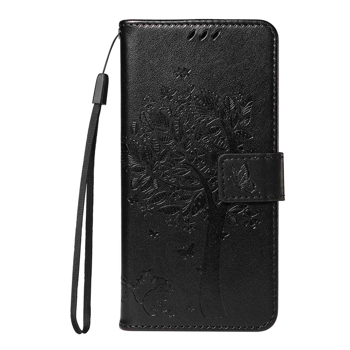 For Xiaomi 17 Pro Phone Case with Stand Cat Tree Pattern Leather Wallet Mobile Cover -  Black