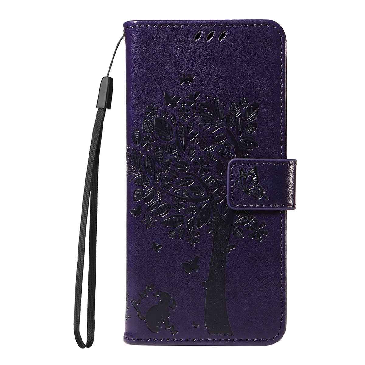 For Xiaomi 17 Pro Phone Case with Stand Cat Tree Pattern Leather Wallet Mobile Cover - Purple