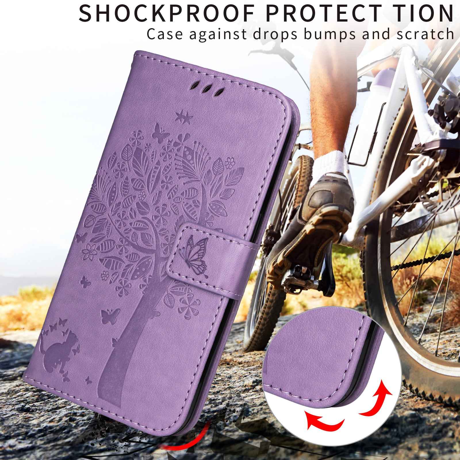 For Xiaomi 17 Pro Phone Case with Stand Cat Tree Pattern Leather Wallet Mobile Cover -  Light Purple