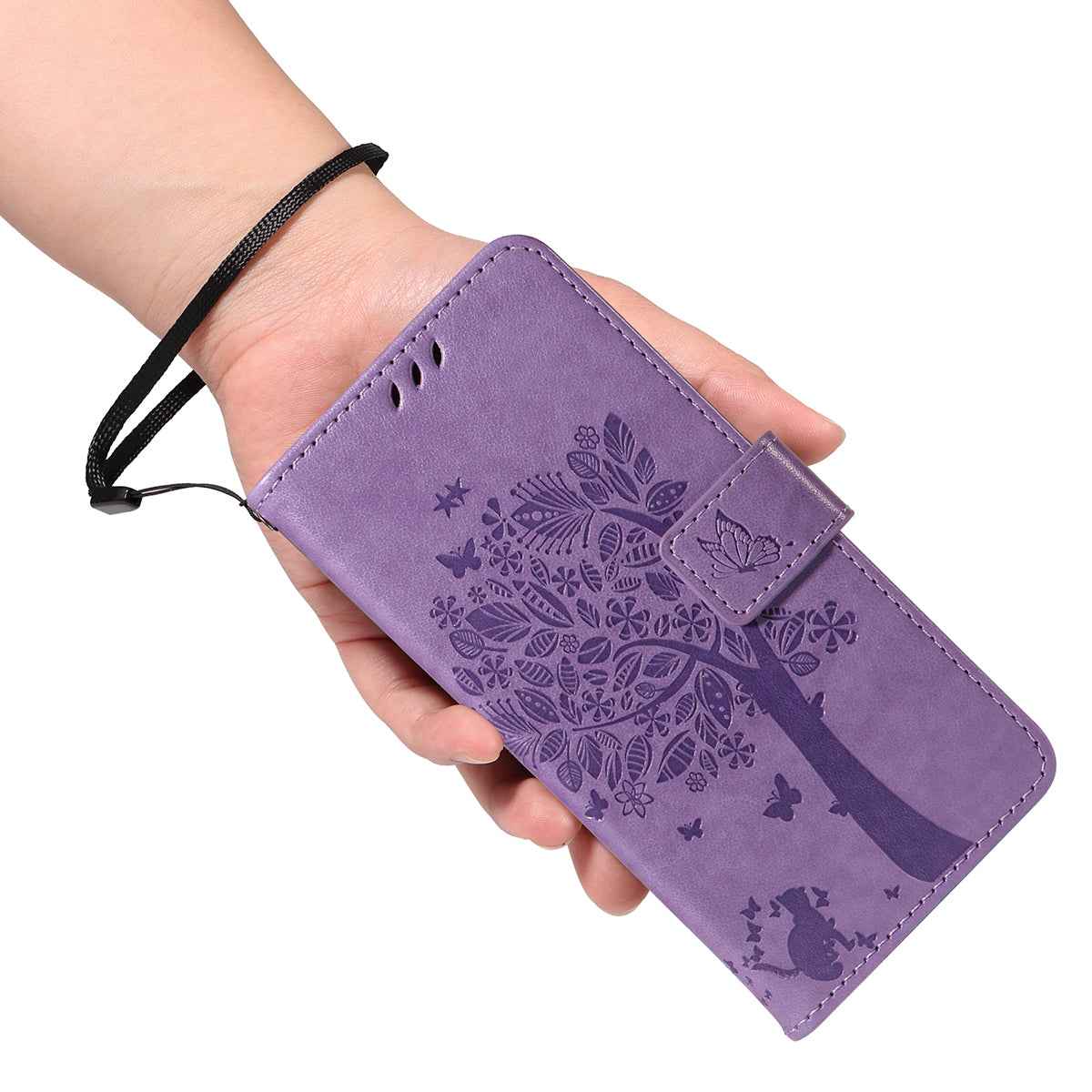 For Xiaomi 17 Pro Phone Case with Stand Cat Tree Pattern Leather Wallet Mobile Cover -  Light Purple