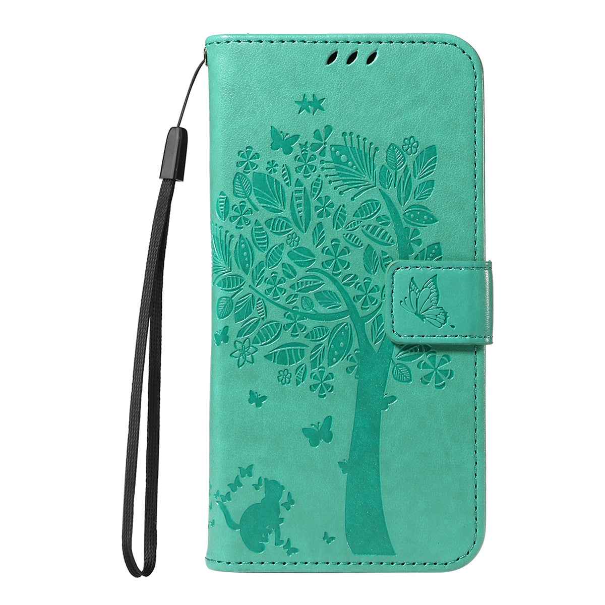 For Xiaomi 17 Pro Phone Case with Stand Cat Tree Pattern Leather Wallet Mobile Cover - Green