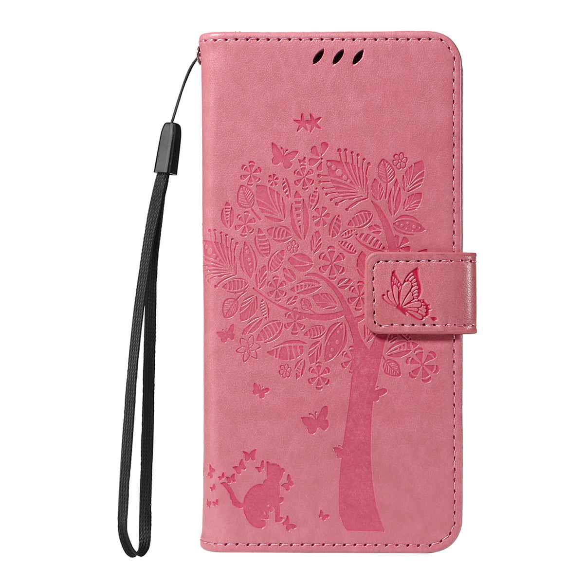 For Xiaomi 17 Pro Phone Case with Stand Cat Tree Pattern Leather Wallet Mobile Cover - Pink