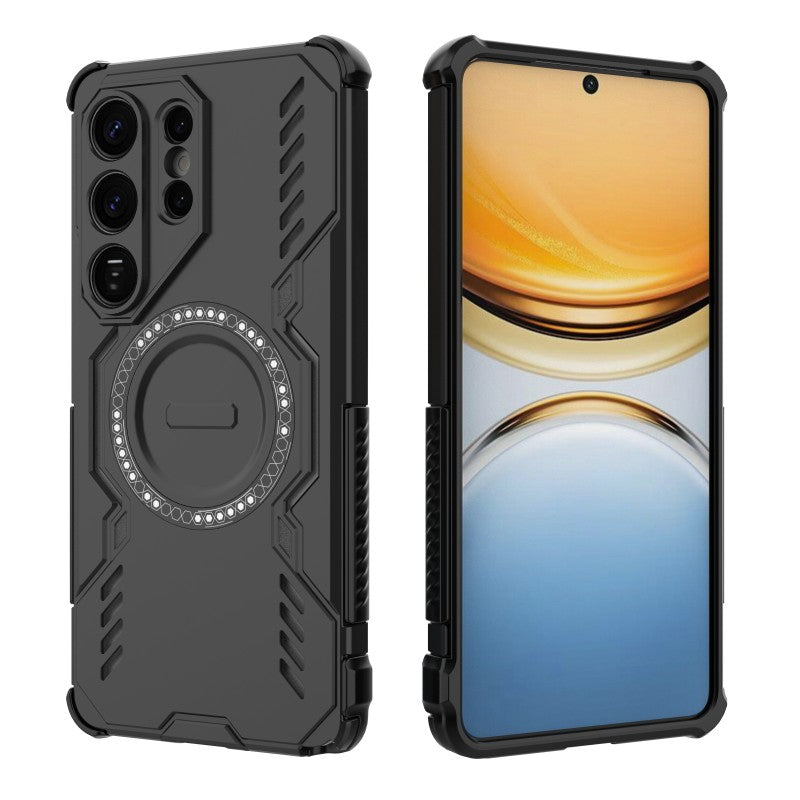 For-Samsung-Galaxy-S26-Ultra-Magnetic-Case-WANLONFENG-DJ-Series-PC-TPU-Phone-Cover-with-2Pcs-Tempered-Glass-Film-Black