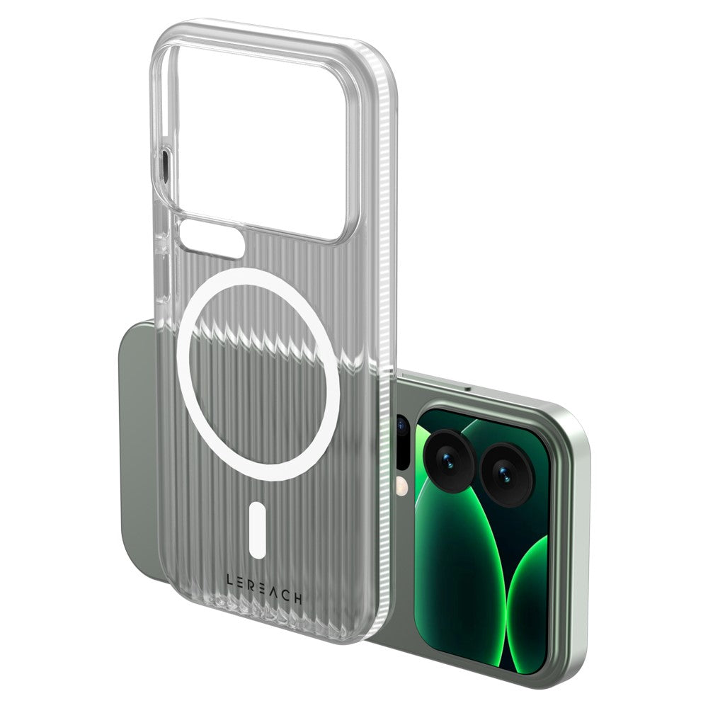 LEREACH TOC Series for Xiaomi 17 Pro Max Case Flowing Grid PC Phone Cover Magnetic Case - White