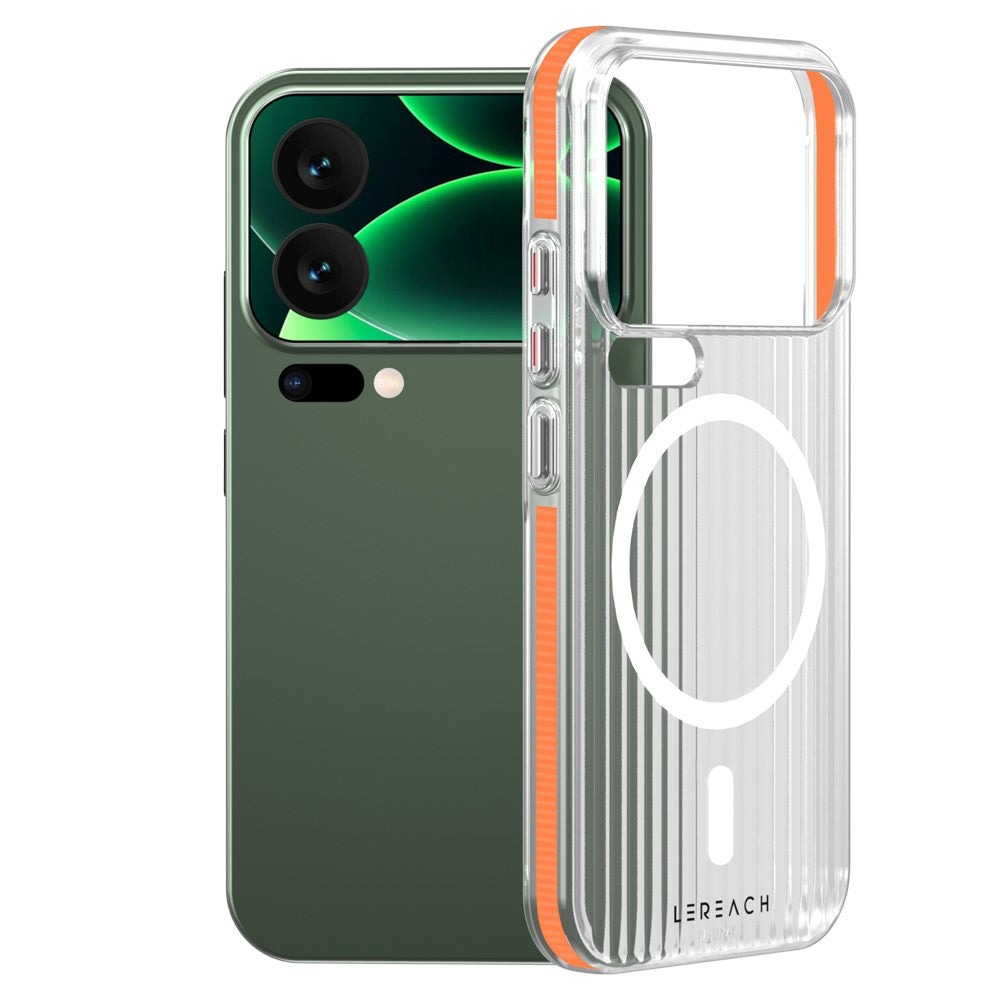 LEREACH TOC Series for Xiaomi 17 Pro Max Case Flowing Grid PC Phone Cover Magnetic Case - Orange