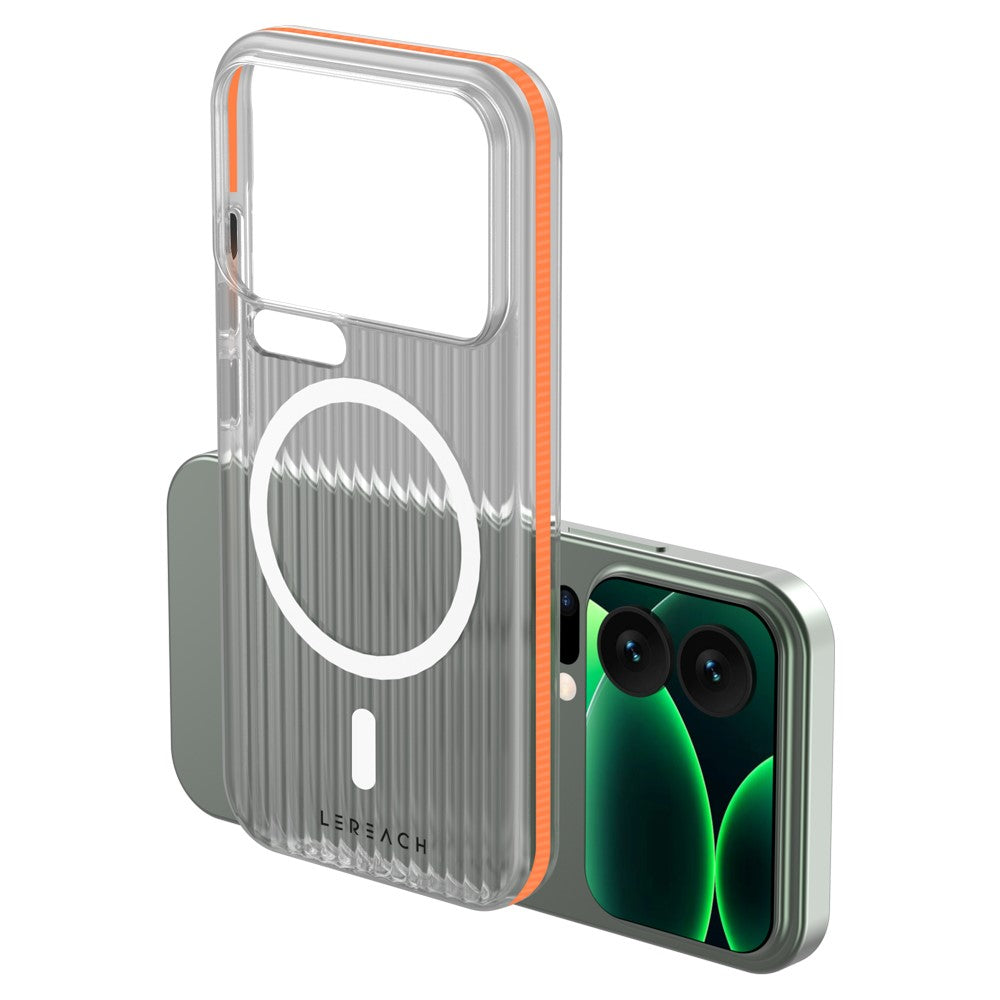 LEREACH TOC Series for Xiaomi 17 Pro Max Case Flowing Grid PC Phone Cover Magnetic Case - Orange