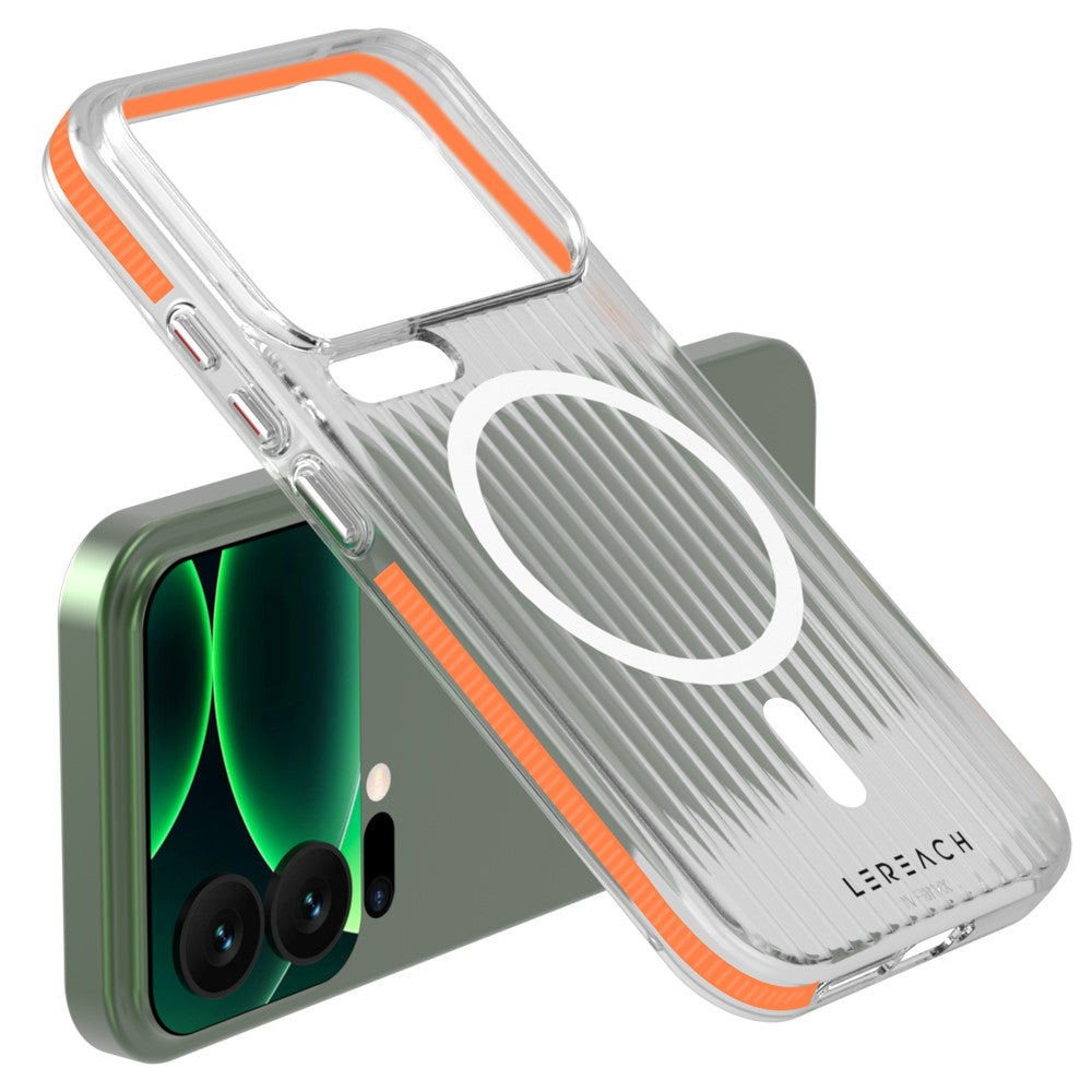 LEREACH TOC Series for Xiaomi 17 Pro Max Case Flowing Grid PC Phone Cover Magnetic Case - Orange