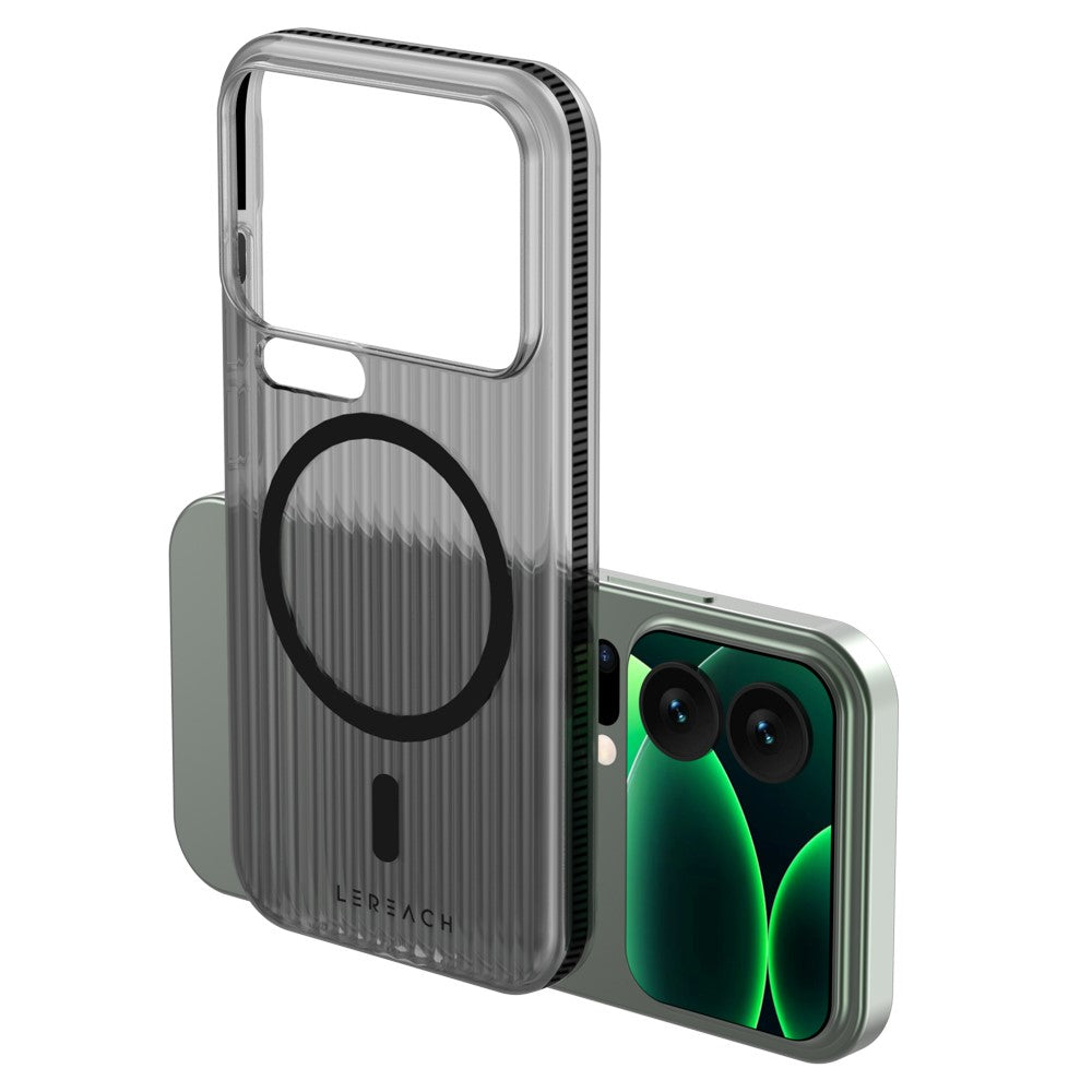 LEREACH TOC Series for Xiaomi 17 Pro Max Case Flowing Grid PC Phone Cover Magnetic Case - Black