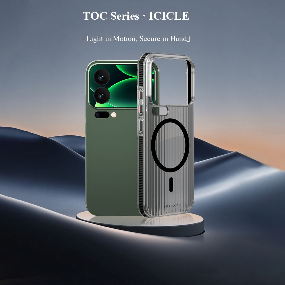 LEREACH TOC Series for Xiaomi 17 Pro Max Case Flowing Grid PC Phone Cover Magnetic Case - Black