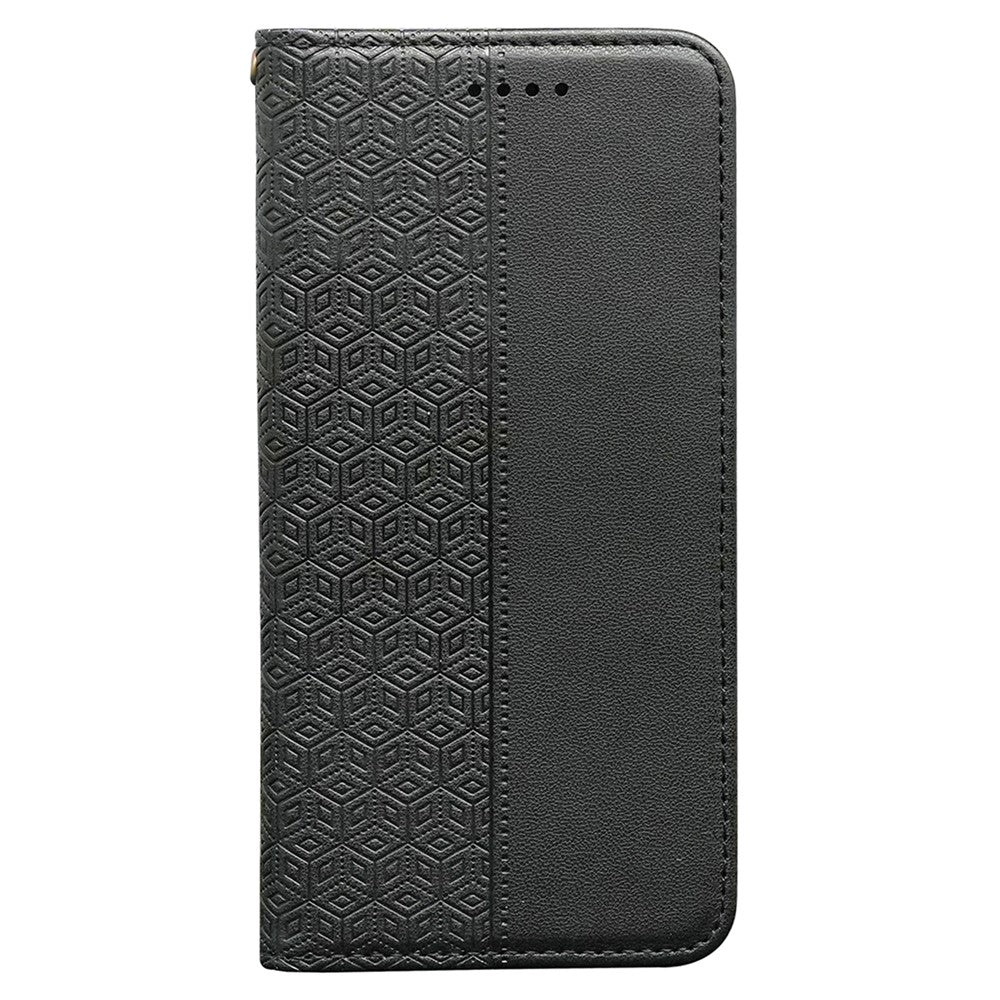 For Xiaomi Poco M8 Pro 5G / Redmi Note 15 Pro+ 5G (Global) Wallet Phone Case Checkered Pattern Imprint Leather Flip Cover with Wrist Strap - Black