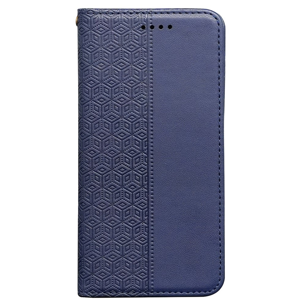 For Xiaomi Poco M8 Pro 5G / Redmi Note 15 Pro+ 5G (Global) Wallet Phone Case Checkered Pattern Imprint Leather Flip Cover with Wrist Strap - Blue