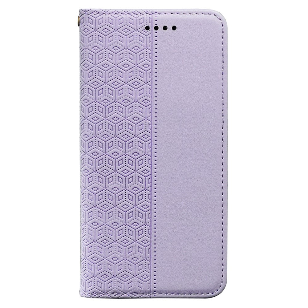 For Xiaomi Poco M8 Pro 5G / Redmi Note 15 Pro+ 5G (Global) Wallet Phone Case Checkered Pattern Imprint Leather Flip Cover with Wrist Strap - Purple