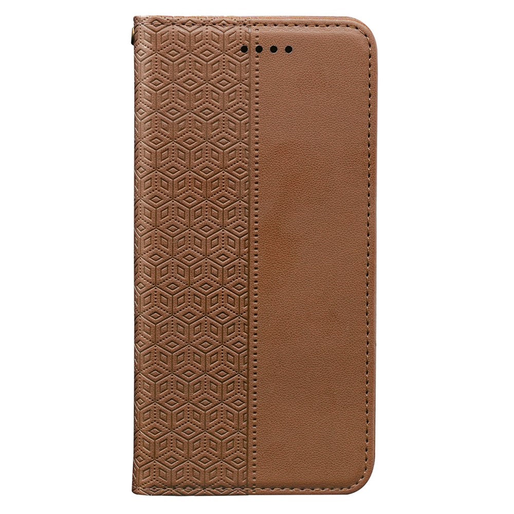 For Xiaomi Poco M8 Pro 5G / Redmi Note 15 Pro+ 5G (Global) Wallet Phone Case Checkered Pattern Imprint Leather Flip Cover with Wrist Strap - Brown