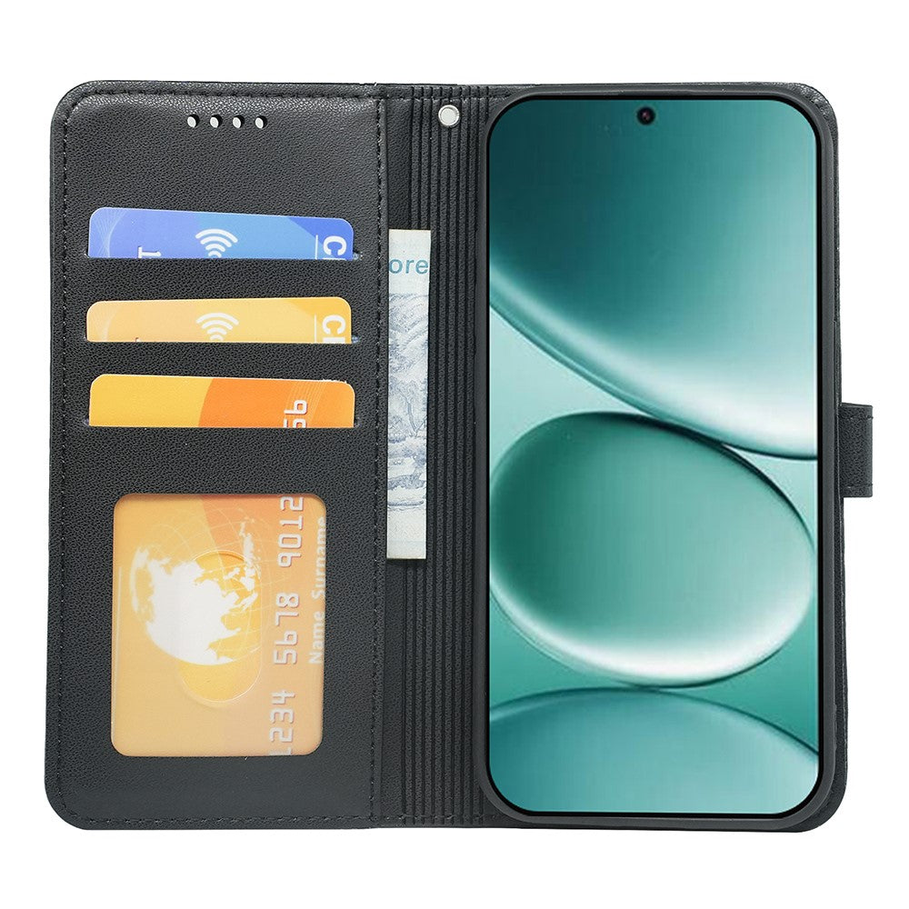 For Xiaomi Poco M8 Pro 5G / Redmi Note 15 Pro+ 5G (Global) Wallet Case Magnetic Snap Leather Phone Cover with Strap - Black