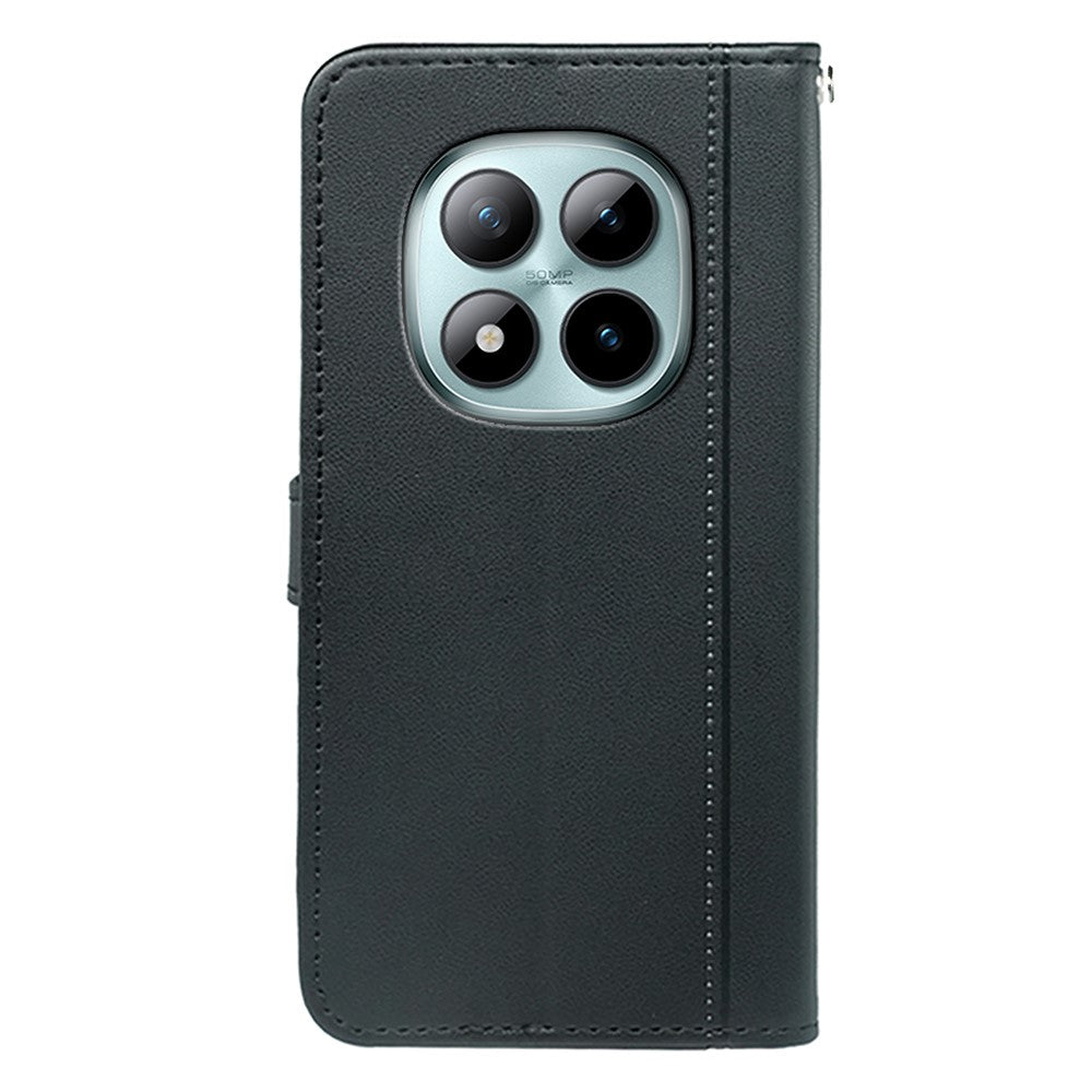 For Xiaomi Poco M8 Pro 5G / Redmi Note 15 Pro+ 5G (Global) Wallet Case Magnetic Snap Leather Phone Cover with Strap - Black
