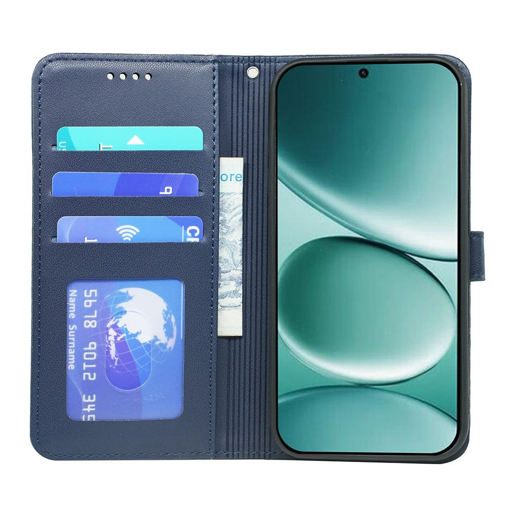 For Xiaomi Poco M8 Pro 5G / Redmi Note 15 Pro+ 5G (Global) Wallet Case Magnetic Snap Leather Phone Cover with Strap - Blue