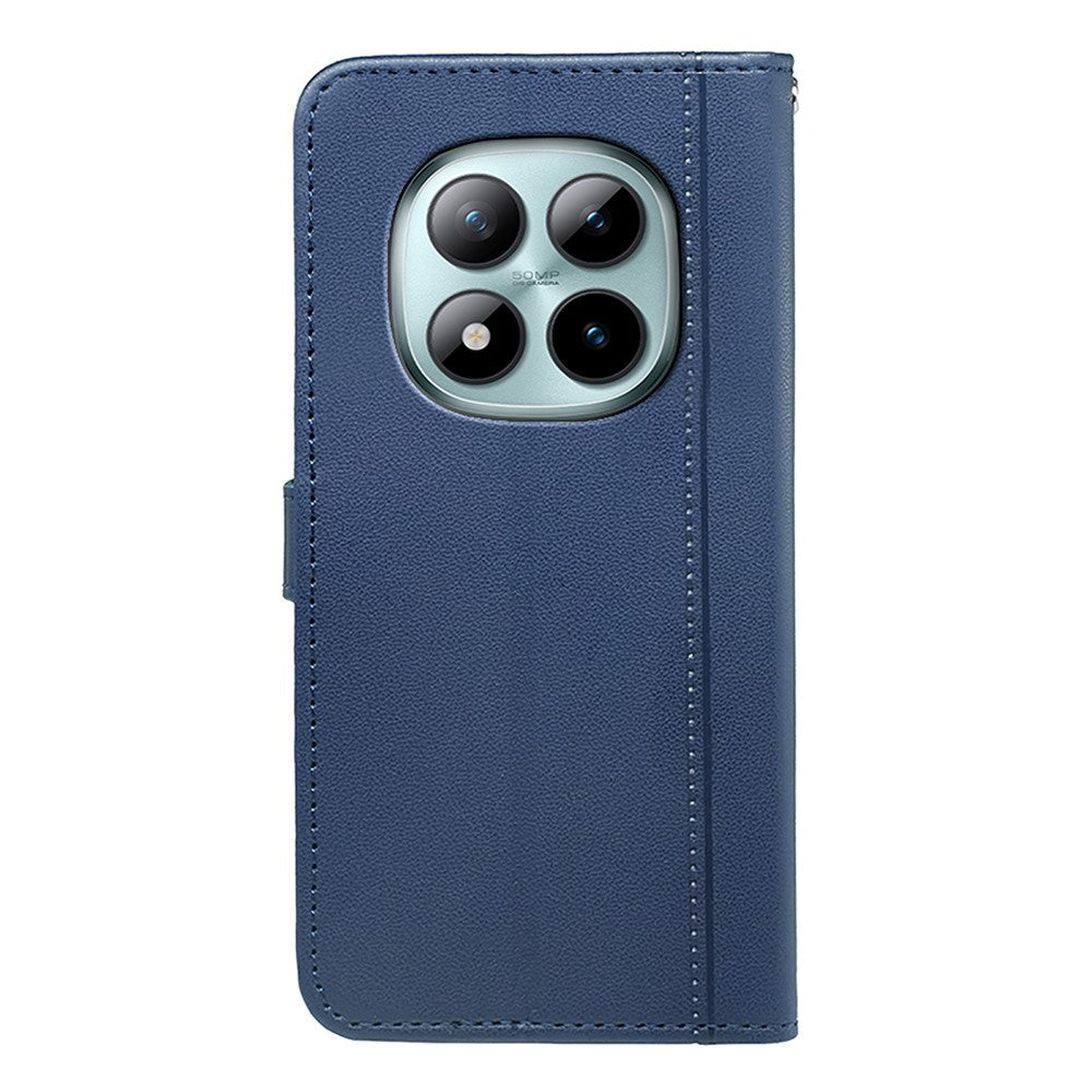 For Xiaomi Poco M8 Pro 5G / Redmi Note 15 Pro+ 5G (Global) Wallet Case Magnetic Snap Leather Phone Cover with Strap - Blue