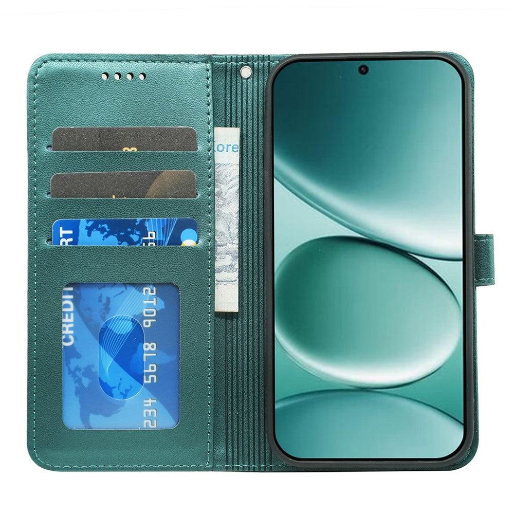 For Xiaomi Poco M8 Pro 5G / Redmi Note 15 Pro+ 5G (Global) Wallet Case Magnetic Snap Leather Phone Cover with Strap - Green