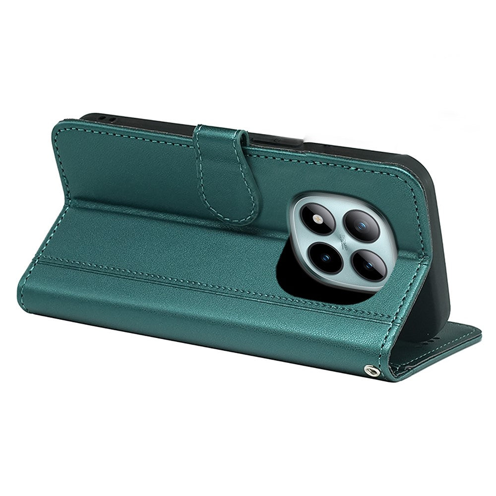 For Xiaomi Poco M8 Pro 5G / Redmi Note 15 Pro+ 5G (Global) Wallet Case Magnetic Snap Leather Phone Cover with Strap - Green