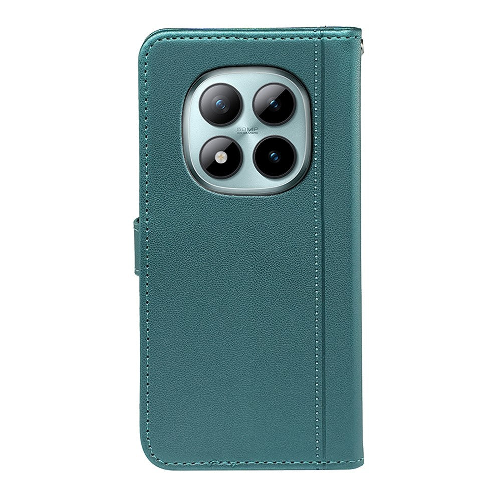 For Xiaomi Poco M8 Pro 5G / Redmi Note 15 Pro+ 5G (Global) Wallet Case Magnetic Snap Leather Phone Cover with Strap - Green