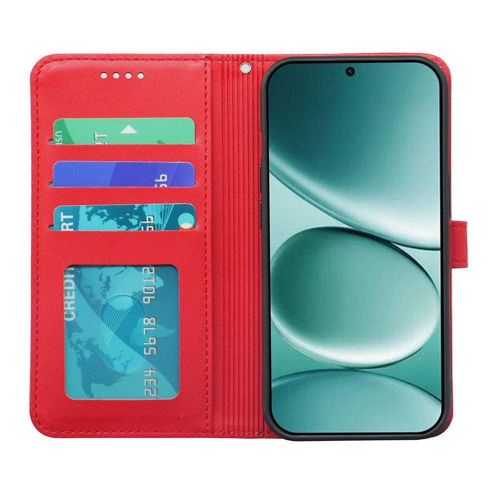 For Xiaomi Poco M8 Pro 5G / Redmi Note 15 Pro+ 5G (Global) Wallet Case Magnetic Snap Leather Phone Cover with Strap - Red