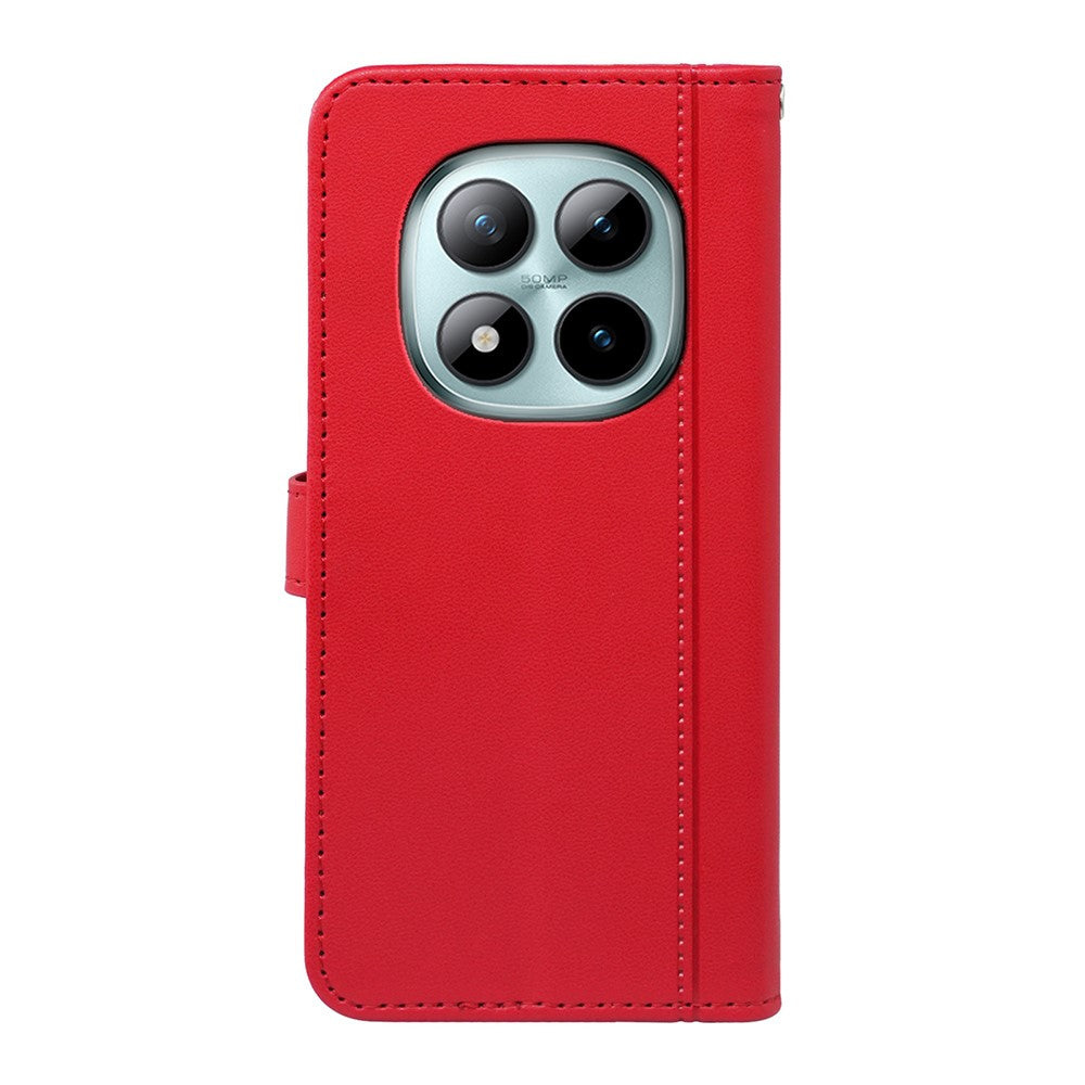 For Xiaomi Poco M8 Pro 5G / Redmi Note 15 Pro+ 5G (Global) Wallet Case Magnetic Snap Leather Phone Cover with Strap - Red