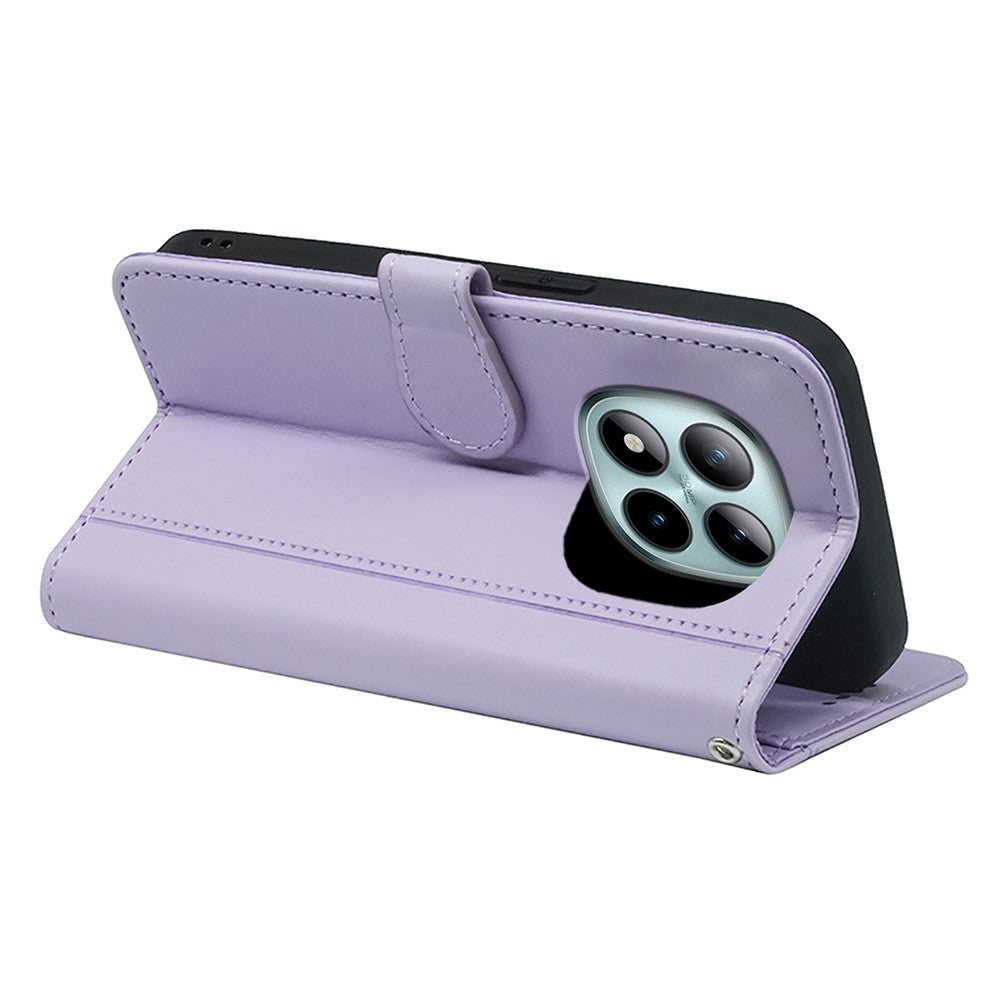 For Xiaomi Poco M8 Pro 5G / Redmi Note 15 Pro+ 5G (Global) Wallet Case Magnetic Snap Leather Phone Cover with Strap - Purple
