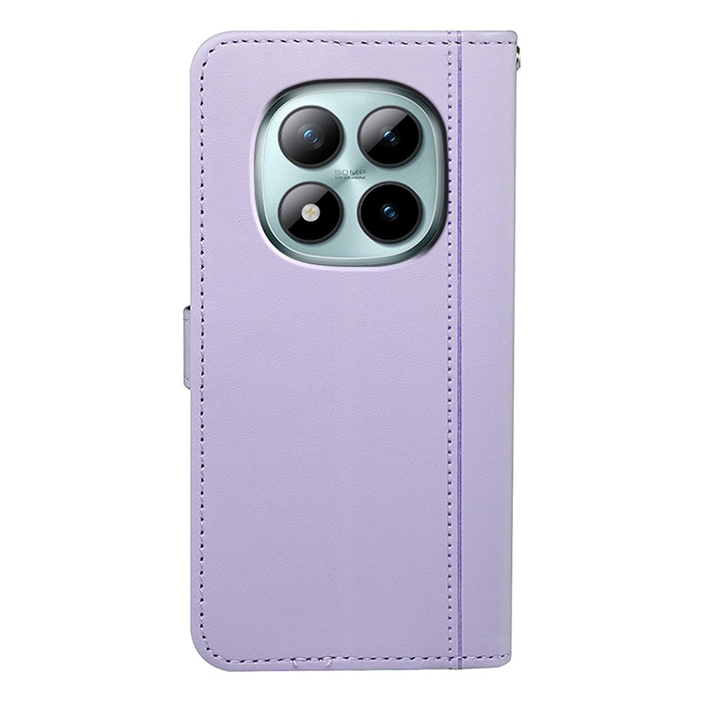 For Xiaomi Poco M8 Pro 5G / Redmi Note 15 Pro+ 5G (Global) Wallet Case Magnetic Snap Leather Phone Cover with Strap - Purple