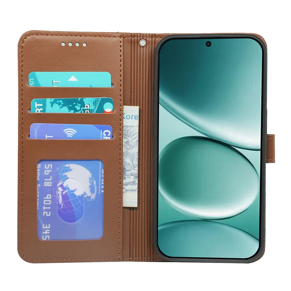 For Xiaomi Poco M8 Pro 5G / Redmi Note 15 Pro+ 5G (Global) Wallet Case Magnetic Snap Leather Phone Cover with Strap - Brown