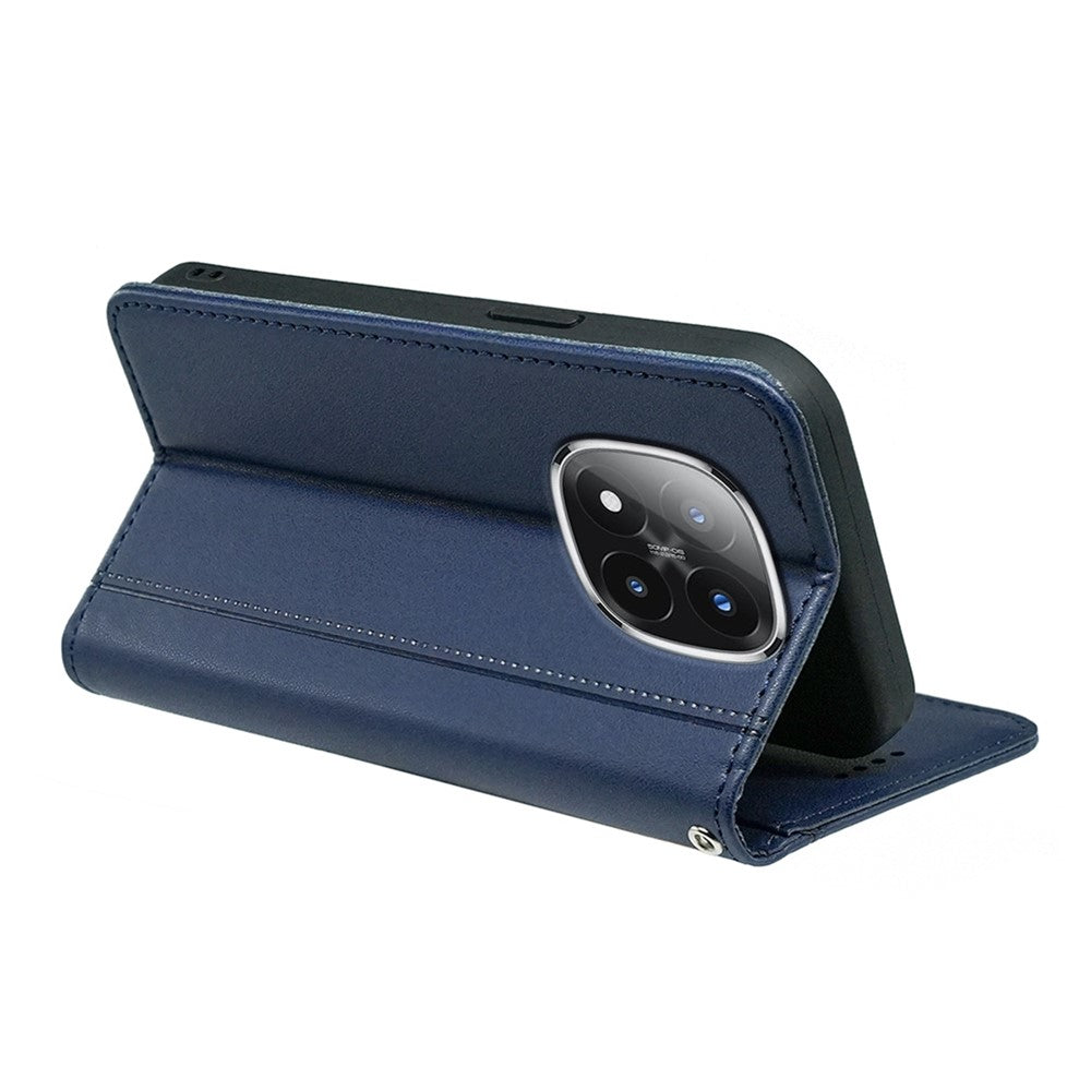 For Xiaomi Poco M8 Pro 5G / Redmi Note 15 Pro+ 5G (Global) Wallet Case Magnetic Closing PU Leather Phone Cover with Wrist Strap - Blue