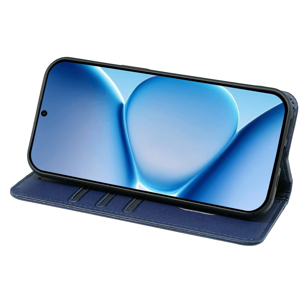 For Xiaomi Poco M8 Pro 5G / Redmi Note 15 Pro+ 5G (Global) Wallet Case Magnetic Closing PU Leather Phone Cover with Wrist Strap - Blue