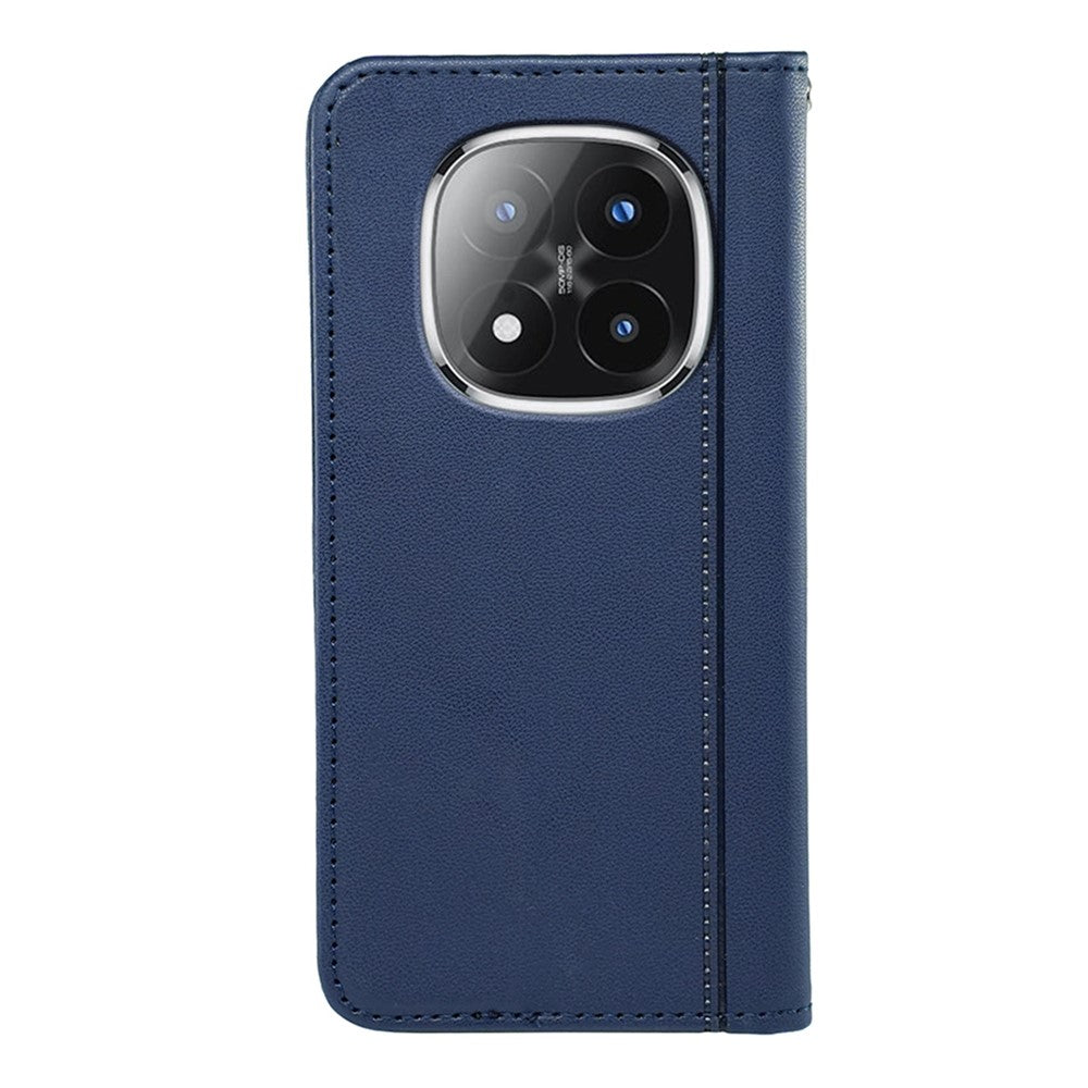 For Xiaomi Poco M8 Pro 5G / Redmi Note 15 Pro+ 5G (Global) Wallet Case Magnetic Closing PU Leather Phone Cover with Wrist Strap - Blue