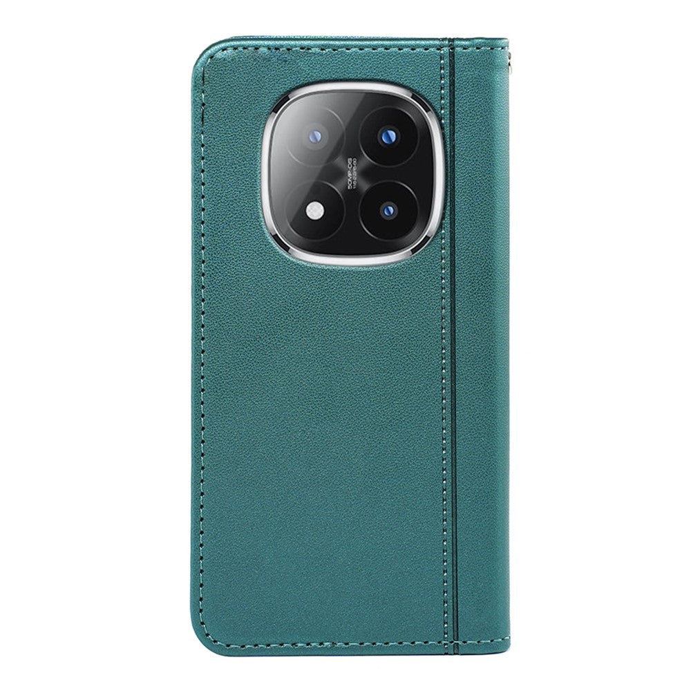 For Xiaomi Poco M8 Pro 5G / Redmi Note 15 Pro+ 5G (Global) Wallet Case Magnetic Closing PU Leather Phone Cover with Wrist Strap - Green