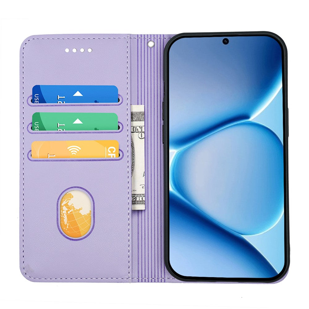 For Xiaomi Poco M8 Pro 5G / Redmi Note 15 Pro+ 5G (Global) Wallet Case Magnetic Closing PU Leather Phone Cover with Wrist Strap - Purple