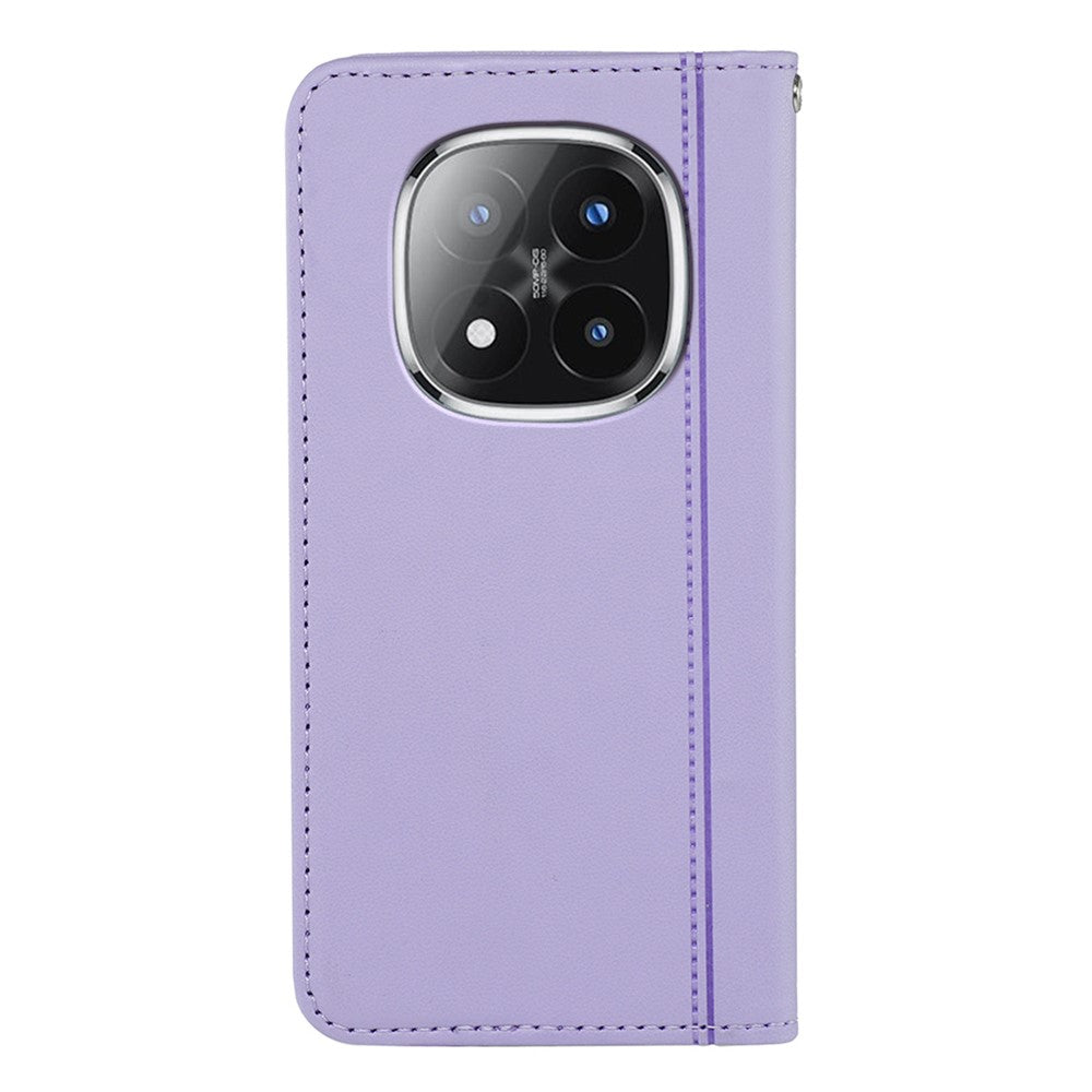 For Xiaomi Poco M8 Pro 5G / Redmi Note 15 Pro+ 5G (Global) Wallet Case Magnetic Closing PU Leather Phone Cover with Wrist Strap - Purple