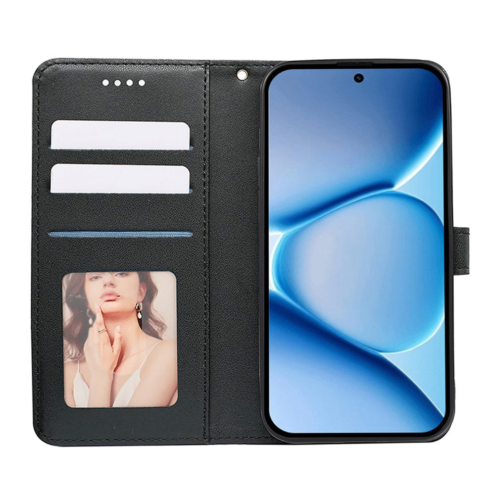 For Xiaomi Poco M8 Pro 5G / Redmi Note 15 Pro+ 5G (Global) Wallet Phone Case Pattern Imprint Leather Flip Cover - Black